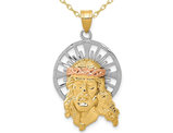 14K Yellow, White and Pink Gold Jesus Pendant Necklace with Chain
